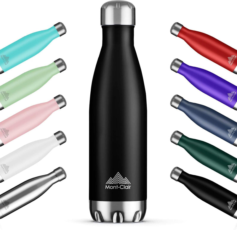 H2O Stainless Steel Water Bottle, Vacuum Insulated - BPA Free, 12H Hot & 24H Cold Drinks Bottle, Metal, 17 Oz Leakproof, Ideal for Adult, Kids,