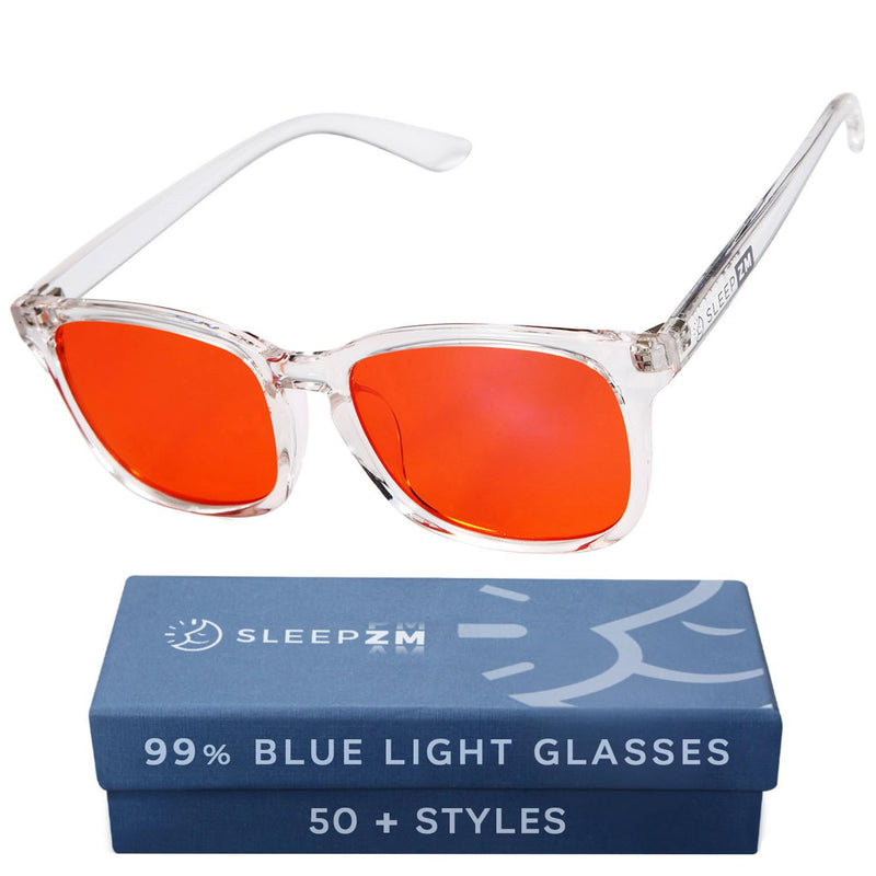 Sleep ZM Blue Light Blocking & Light Sensitivity Glasses with 14 Lens Types 7 Crystal Frame - Sleep Aid Orange Lens