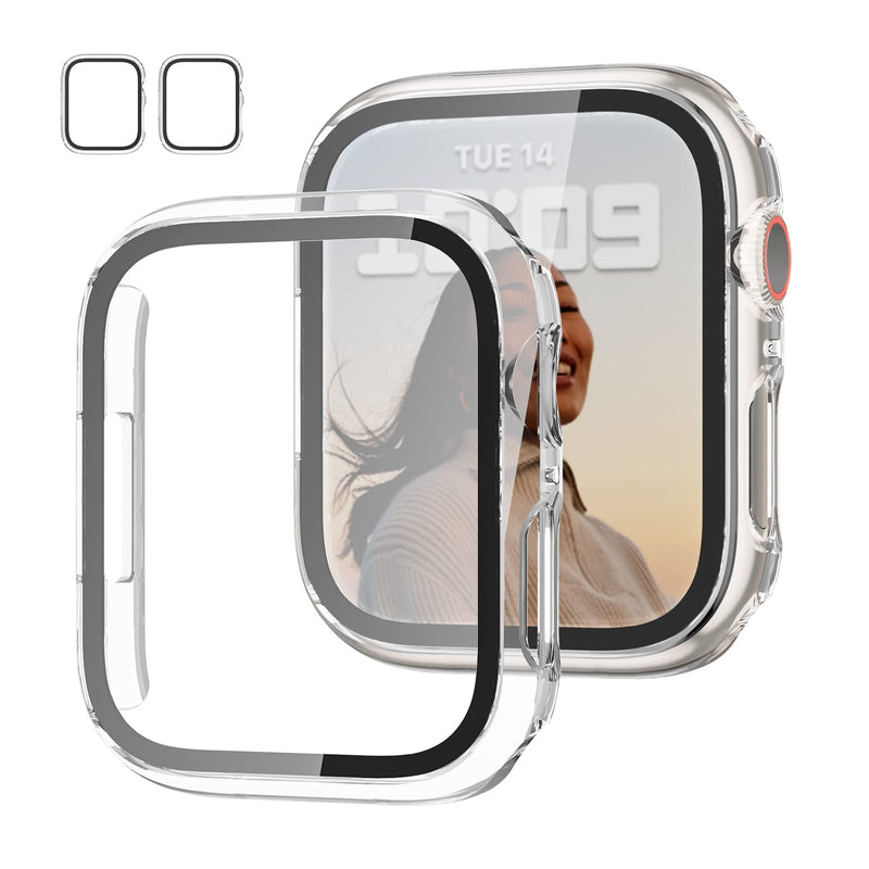 2 Pack Case with Tempered Glass Screen Protector for Apple Watch SE3(2025) SE2 Series 6/5/4/SE 40mm,JZK Slim Guard Bumper Full Coverage Hard PC