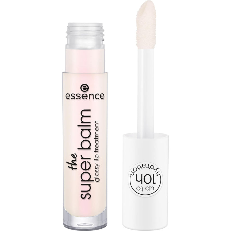 essence The Super Balm Glossy Lip Treatment (01 | Light Pink) | Hydrates, nourishes with Shea Butter and Vitamin E, Sheer Pink Tinted Finish,
