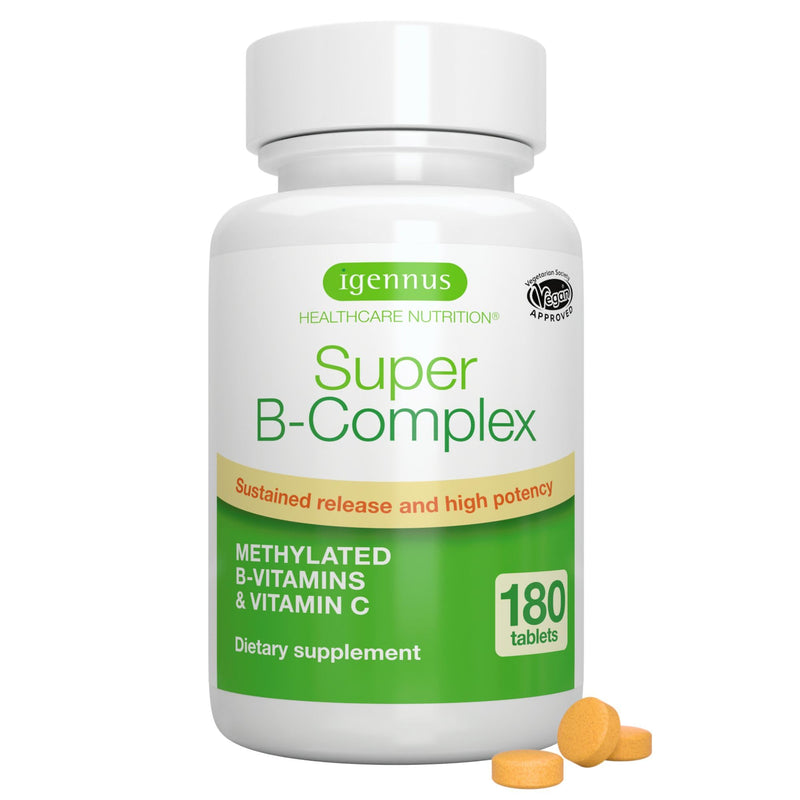 Igennus High Absorption Super B-Complex Methylated & Active B Vitamins | Sustained Release, Clean Label, Energy, Mood & Cognitive Performance,