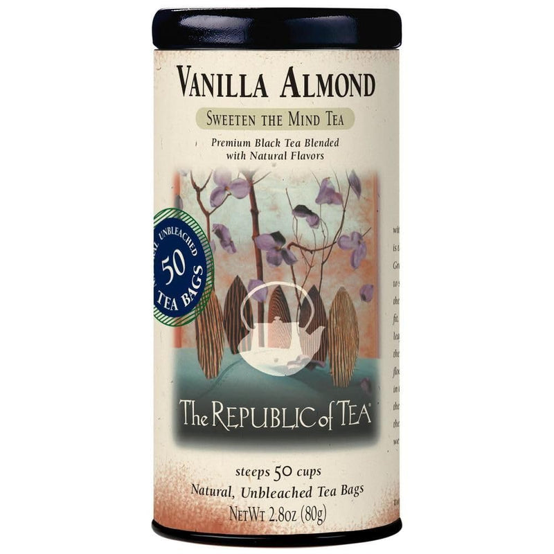 The Republic of Tea - Vanilla Almond Black Tea Tin, 50 Tea Bags, Naturally Caffeinated 50 Count (Pack of 1)