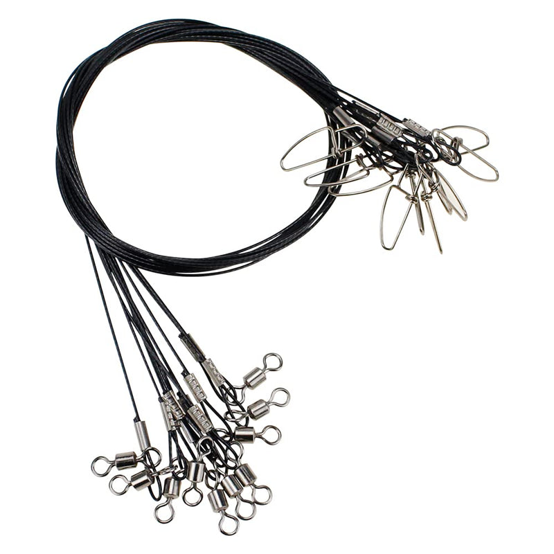 Joyiii 20Pcs 19inch Over 100Lb Fishing Wire Leaders Heavy Duty Fishing Stainless Steel Wire Leaders with Swivels and Snaps