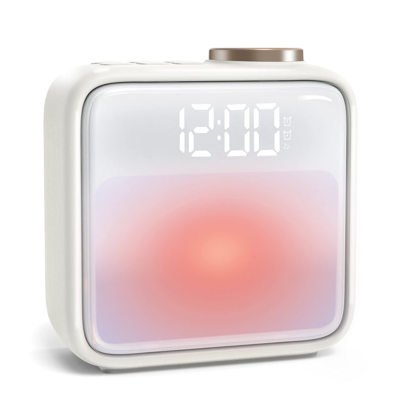 AIRIVO Alarm Clock Night Lights, Built-in Battery Alarm Clock for Bedrooms, 6 Scenes & White Noise Sync, Dual Alarms & Snooze, for Heavy Sleepers,