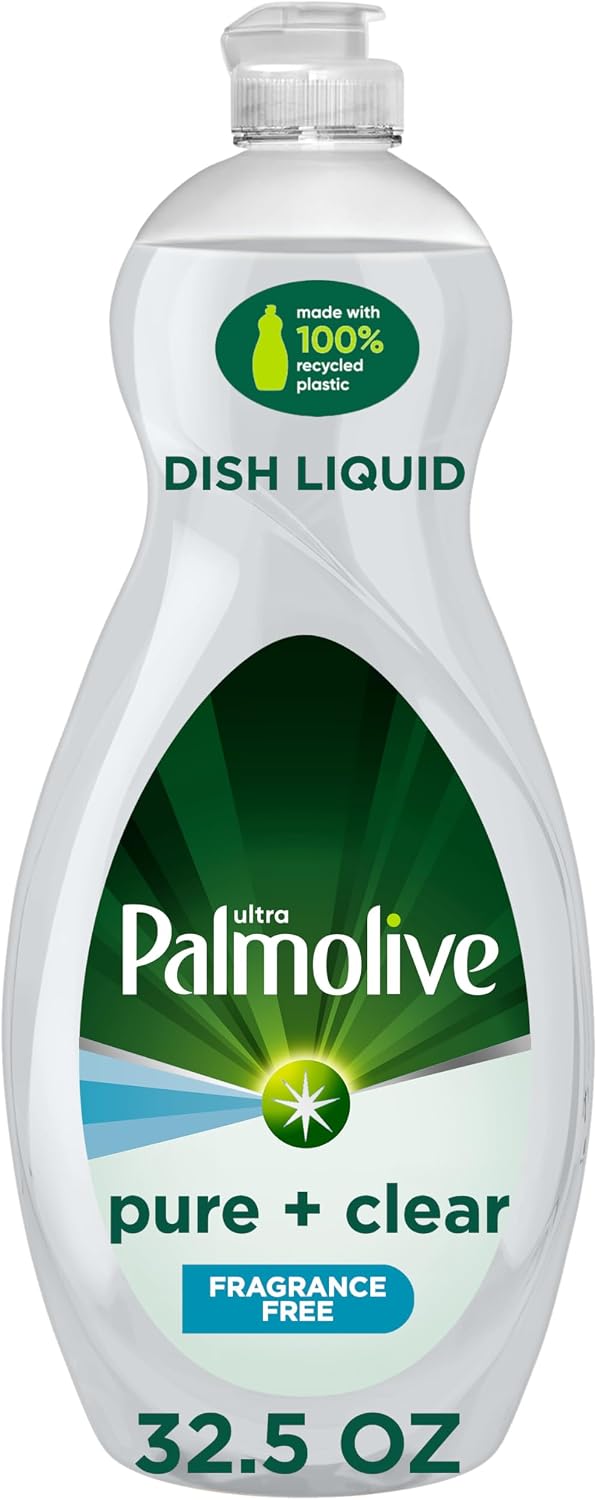 Palmolive Ultra Dishwashing Liquid Dish Soap, Pure + Clear Fragrance Free - 32.5 Fluid Ounce (Packaging May Vary)