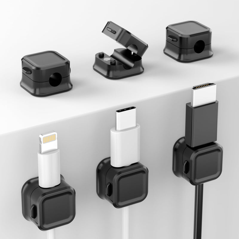 Magnetic Cable Clips, 6 Pack Cord Organizer Holder, for Desk Cable Management, Adhesive Wire Keeper for Desk in Bedroom Living Room Kichen Office