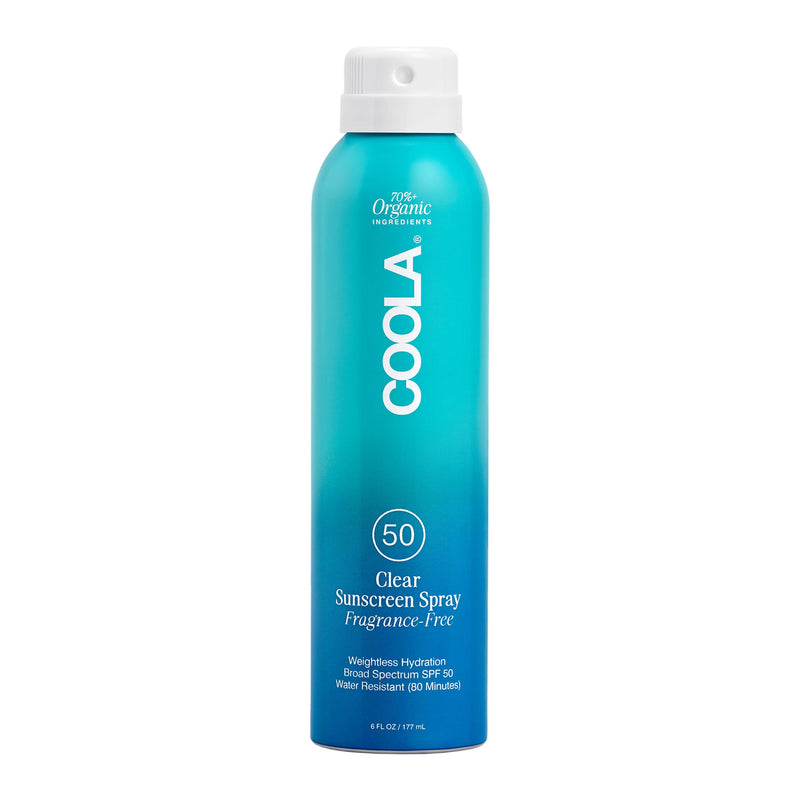COOLA Organic Sunscreen SPF 50 Sunblock Spray, Dermatologist Tested Skin Care for Daily Protection, Vegan and Gluten Free, Fragrance Free 6 Fl Oz