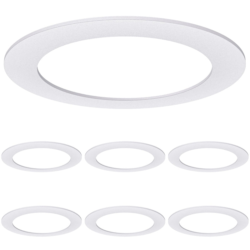 Sunco 6 Pack Goof Rings for 6 Inch Recessed Lights, Flush Mount, White, Can Light Trim Ring Cover, OD 8.6 Inch, ID 6.2 Inch, Paintable Surface,