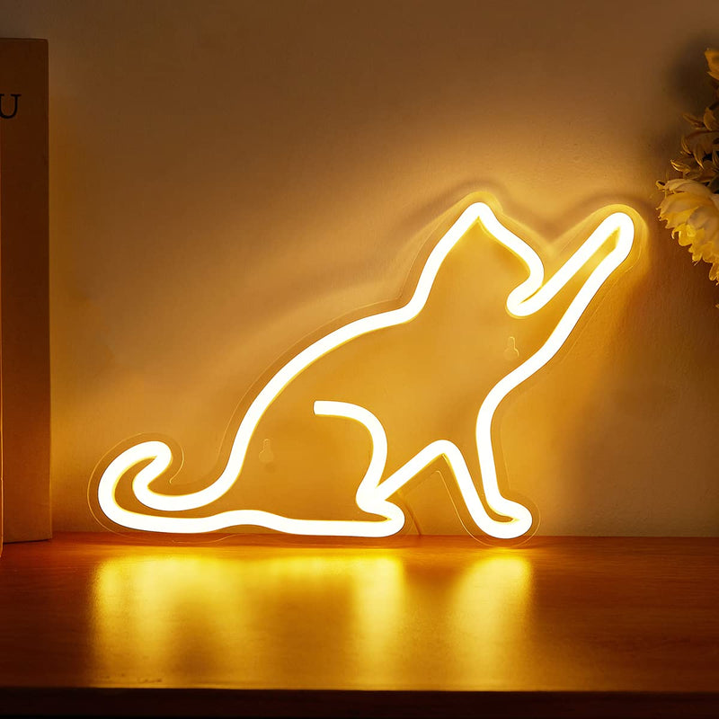 Cat LED Neon Sign Neon Light USB Powered Night Light, 3D Wall Art Decor Neon Signs For Bedroom Living Room Decor lamp Holiday Gift for Children