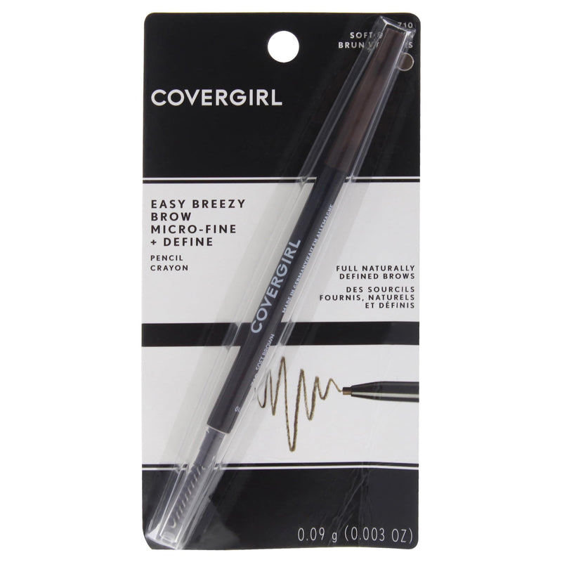 COVERGIRL - Easy Breezy Brow Micro-Fine + Define Pencil, Micro-Fine Tip, No Sharpening Required, Built-In Spoolie-Brush, 100% Cruelty-Free