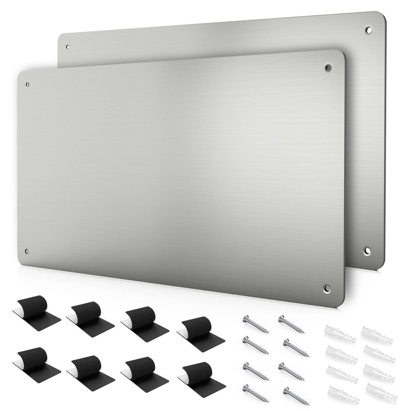 17.7" x 11.8" 2 Pack Stainless Steel Magnetic Board - Magnet Bulletin Board to Display Magnetic Letters Numbers Animal, Poetry, Spice Jars, Notes,