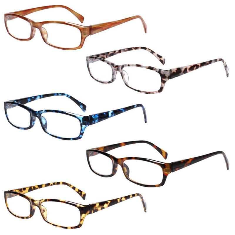 Henotin 5-Pack Reading Glasses Blue Light Blocking Anti Eyestrain Computer Reading Glasses for Women and Men Readers (5 Pack Mix Color, 2.00,