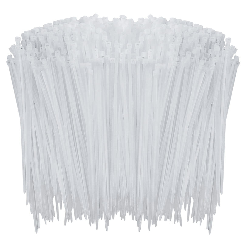 1000 Pcs White Zip Ties, 6 Inch Clear Self-Locking Nylon Cable Ties, Premium Heavy Duty Plastic Wraps Wire Ties for Indoor and Outdoor 6" White