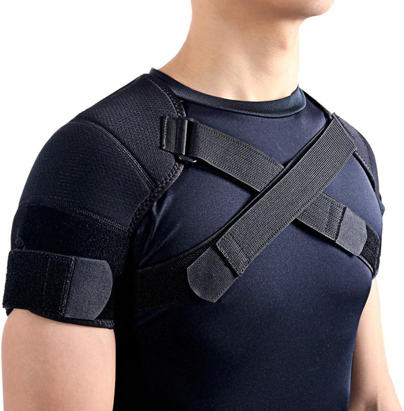 Kuangmi Double Shoulder Support Brace Strap Wrap Neoprene Protector,M