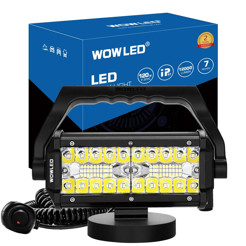 WFPOWER Portable LED Work Light with Magnetic Base, 120W Super Bright Waterproof Flood & Spot Lights Job Site Lighting Fog Lights for SUV Boat Bar