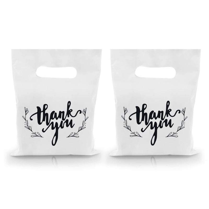 KEEPARTY 100 PCS Small Thank You Merchandise Bags Plastic Goodie Bags Party Favor Bags for Birthday Party Baby Shower Wedding Merchandise Gifts