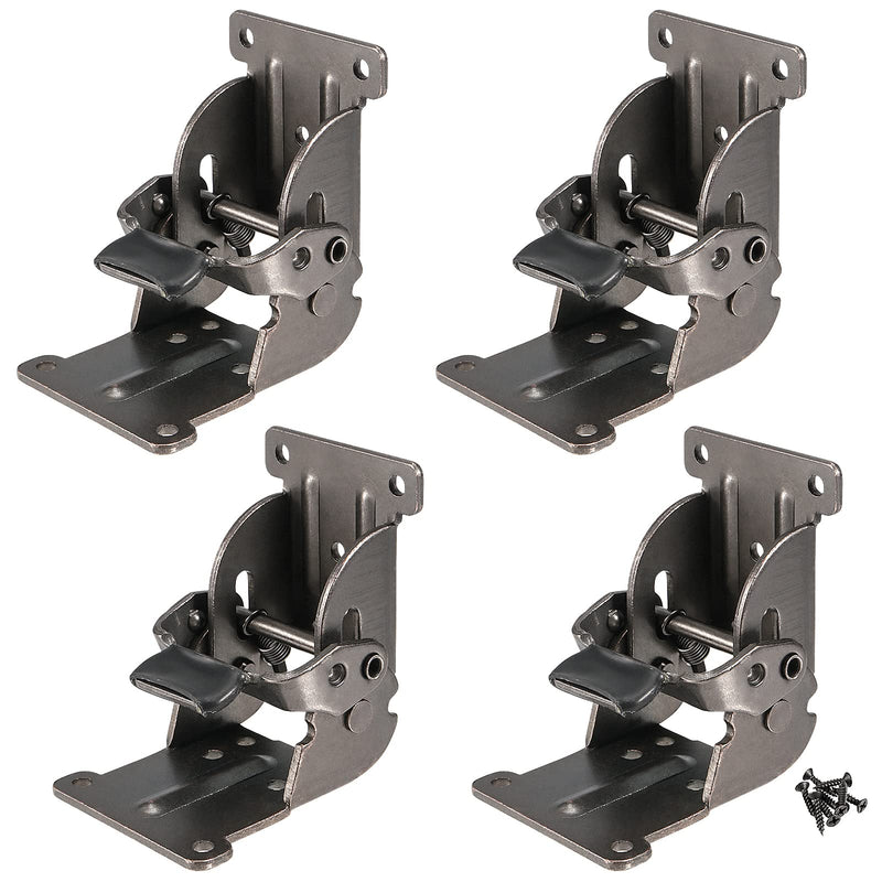 MANCHAP 4 PCS Self Locking Folding Hinge, 0-90-180 Degree Foldable Leg Hinge Support Bracket with Screws for Table Leg, Workbench, Black