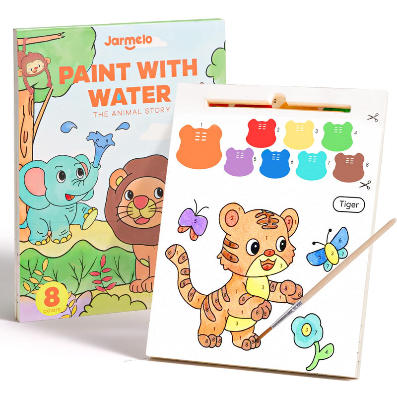 Jar Melo Paint with Water Books for Toddlers, Mess Free Watercolor Painting Activity for Kids Ages 1-3, 2-4, 4-6, Paint by Number Art Craft