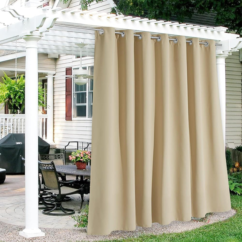 RYB HOME Extra Wide Outdoor Curtains for Patio Waterproof Windproof Blackout Curtains for Porch Pergola Arbor Lanai Pool House outside Deck, 100