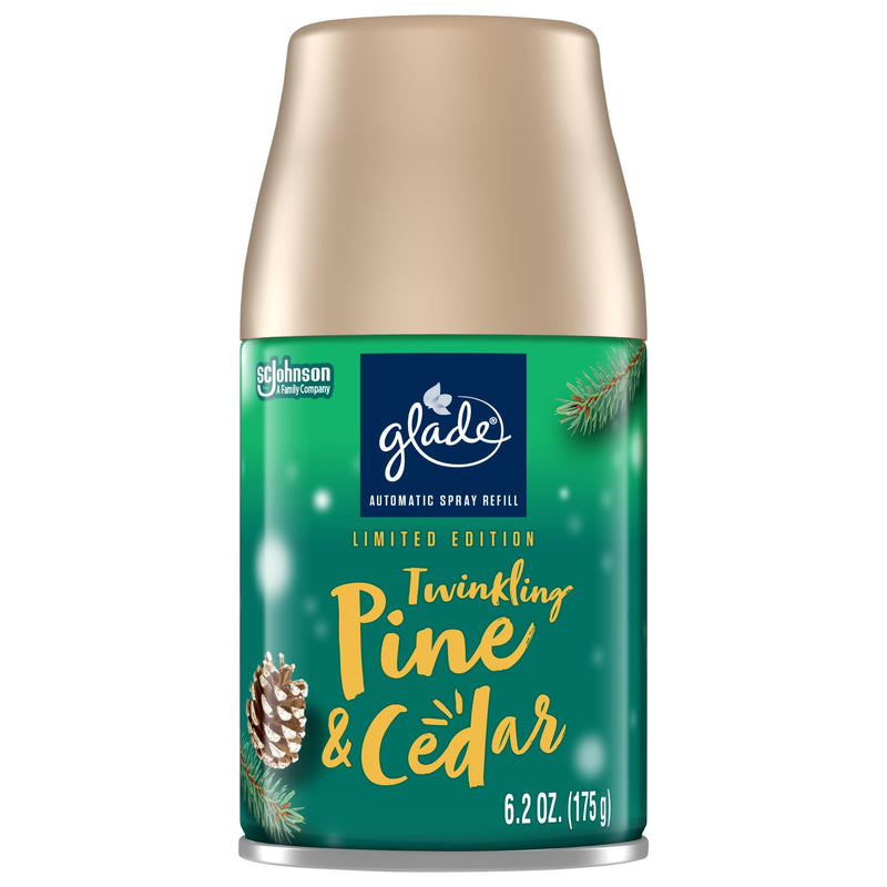 Glade Automatic Spray Refill, Air Freshener for Home and Bathroom, Twinkling Pine & Cedar, 6.2 Oz Twinkling Pine & Cedar 6.2 Ounce (Pack of 1)