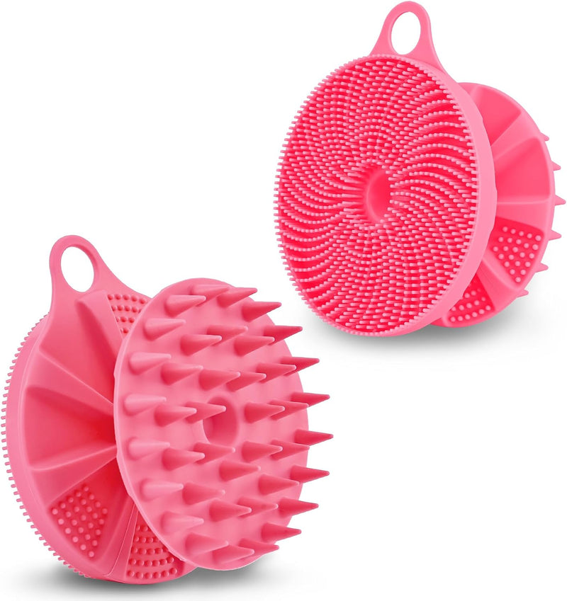 INNERNEED 2-in-1 Silicone Body Scrubber and Scalp Massager Shampoo Brush, Food-Grade Soft Material, More Hygienic, Easily Lather, Convenient for