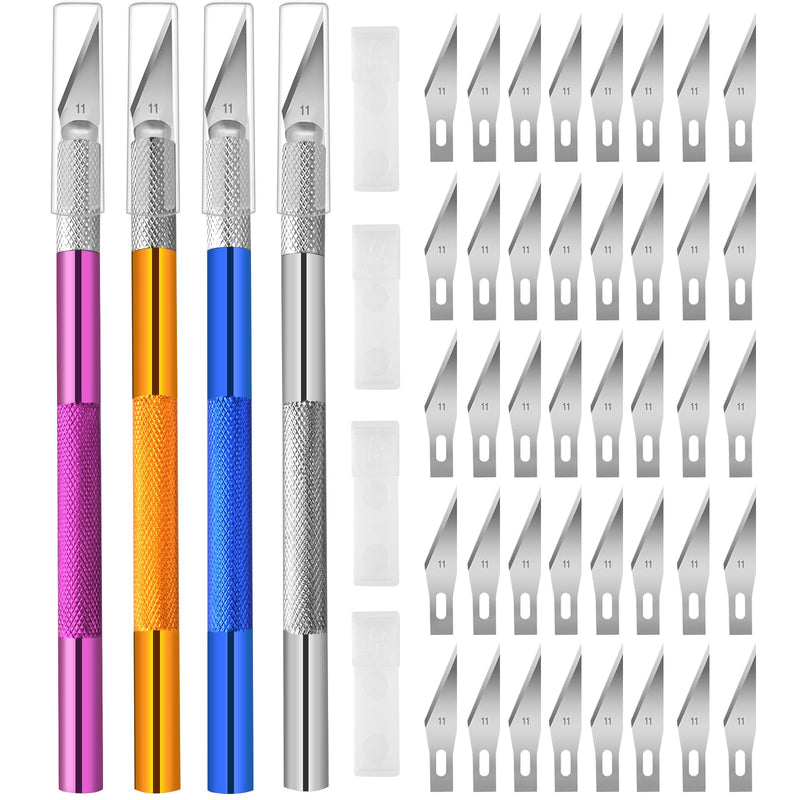 4PCS Exacto Knife, Hobby Knife Craft Knifes with 40PCS Spare Exacto Knife Blades(1), Profession Exacto Knives Precision Knife for Crafting,