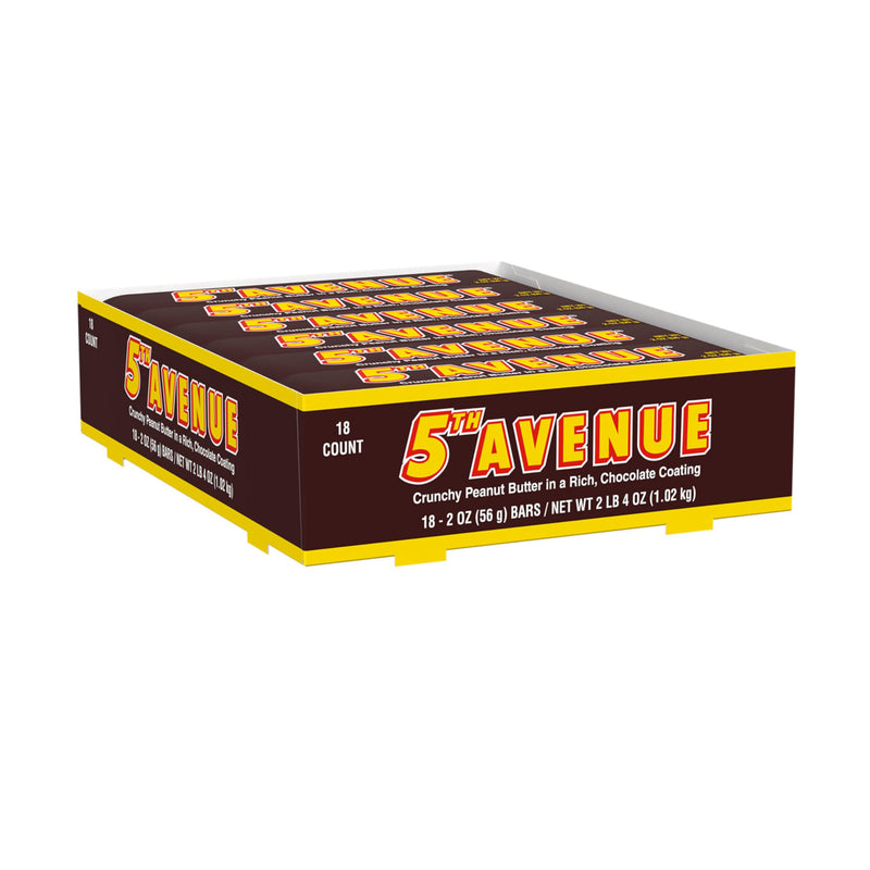 5TH AVENUE Chocolatey Coated Crunchy Peanut Butter Candy Bars, 2 oz (18 Count) 36 Ounce (Pack of 18)