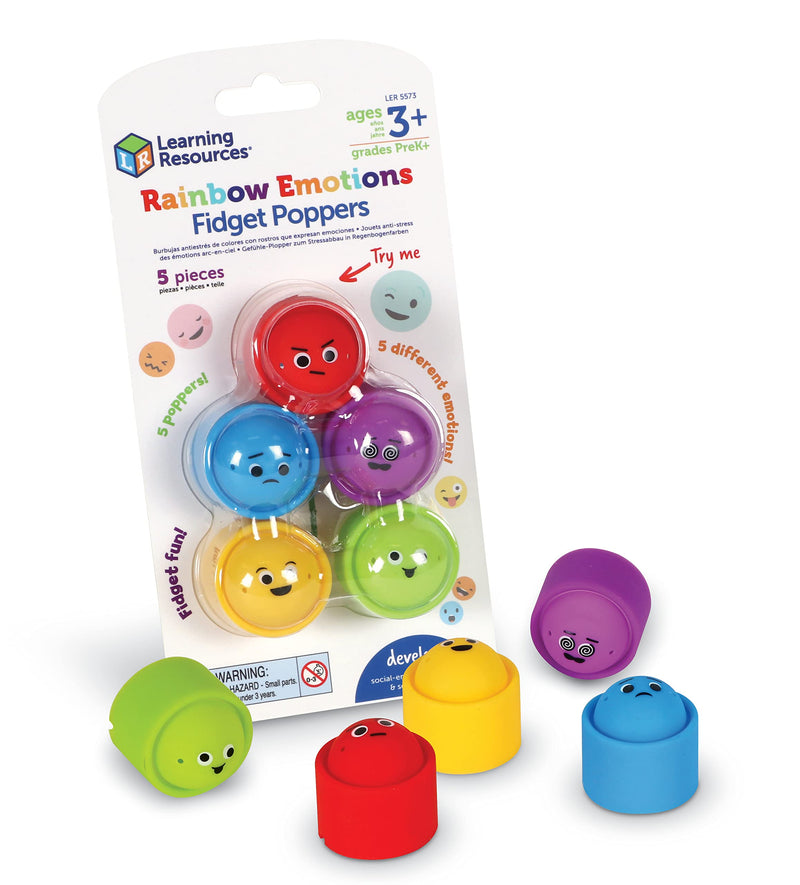 Learning Resources Rainbow Emotion Fidget Poppers, Sensory Toys, Social-Emotional Learning ,Sensory Toys for Toddlers, SEL Skills,Fine Motor