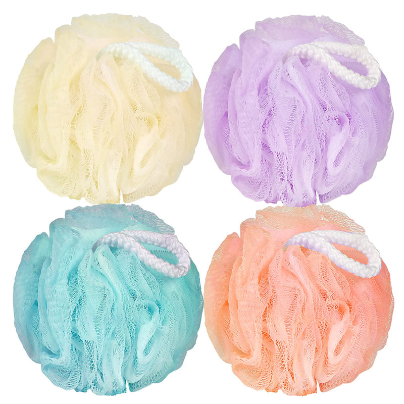 Bath Loofah Sponge Body Scrubber Shower Sponge Exfoliating Mesh Pouf Shower Ball Bath Sponges for Women and Men Bathing Accessories (4Pack 50G