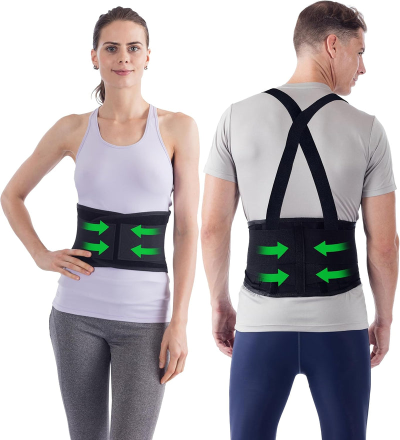 Nyortho Back Brace Women & Men - Medium -30"-34"- Relieves Pain - Support Suspenders - Osteoporosis - Maximum Posture Spine Support - Hook Loop - Mens