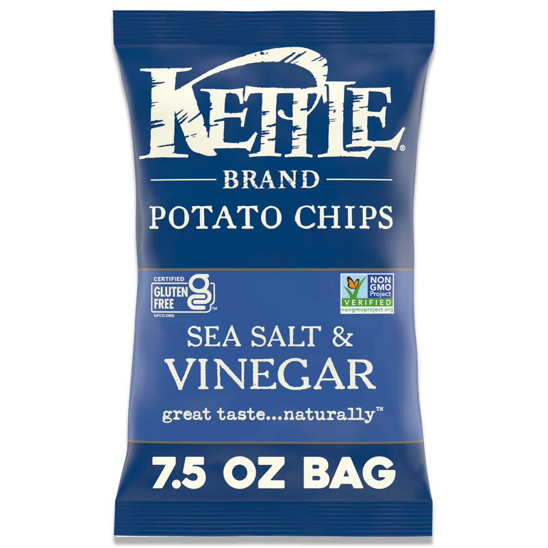 Kettle Brand Sea Salt and Vinegar Potato Chips, 7.5 Oz Sea Salt and Vinegar 7.5 Ounce (Pack of 1)
