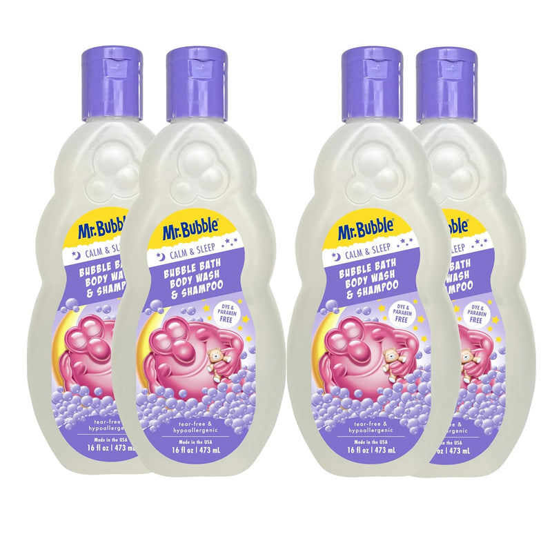 Mr. Bubble Calm and Sleep 3In1 Bubble Bath, Body Wash & Shampoo, 16 Oz., Pack of 4