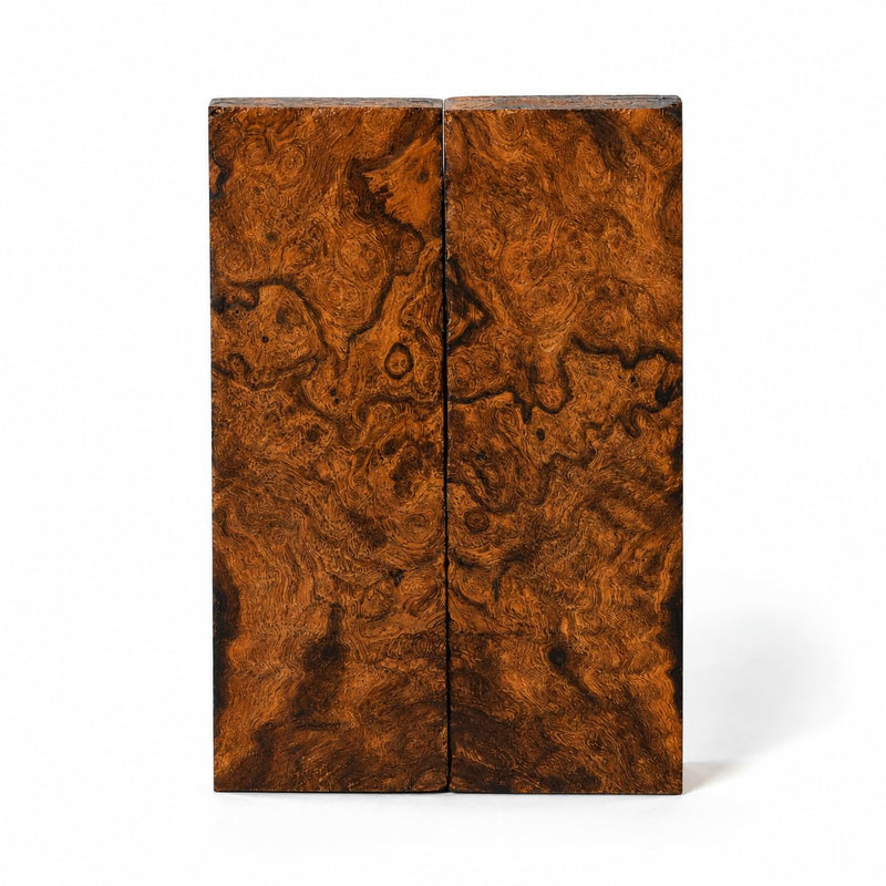 IECAP LLC Bookmatched Desert Ironwood Knife Handle Scales (Burl Ball Pattern) – Grade A, 1 Pair – Exotic Wood Knife Handle Material – Natural Iron