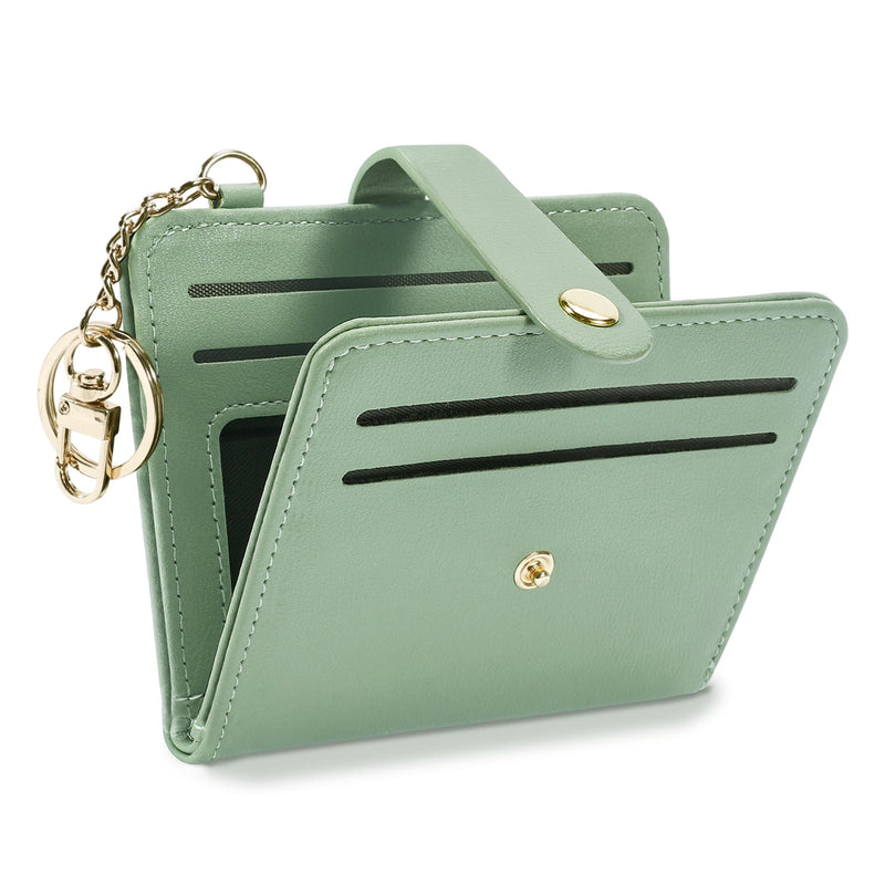 Small Wallets Woman RFID Blocking Leather Credit Card Holder - with ID Window - Card Wallets for Women - with Zipper Coin Purse - Keychain Wallet