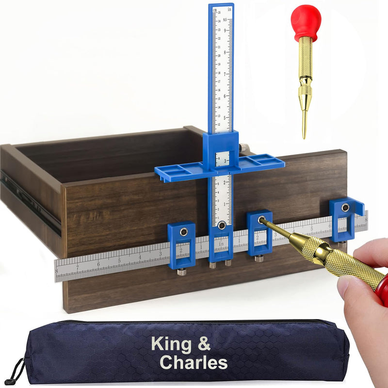 King&Charles Cabinet Hardware Jig & Automatic Center Punch Set. | Avoid Jitter Caused by Direct Drilling. Cabinet Handle Jig, Use for Handles and
