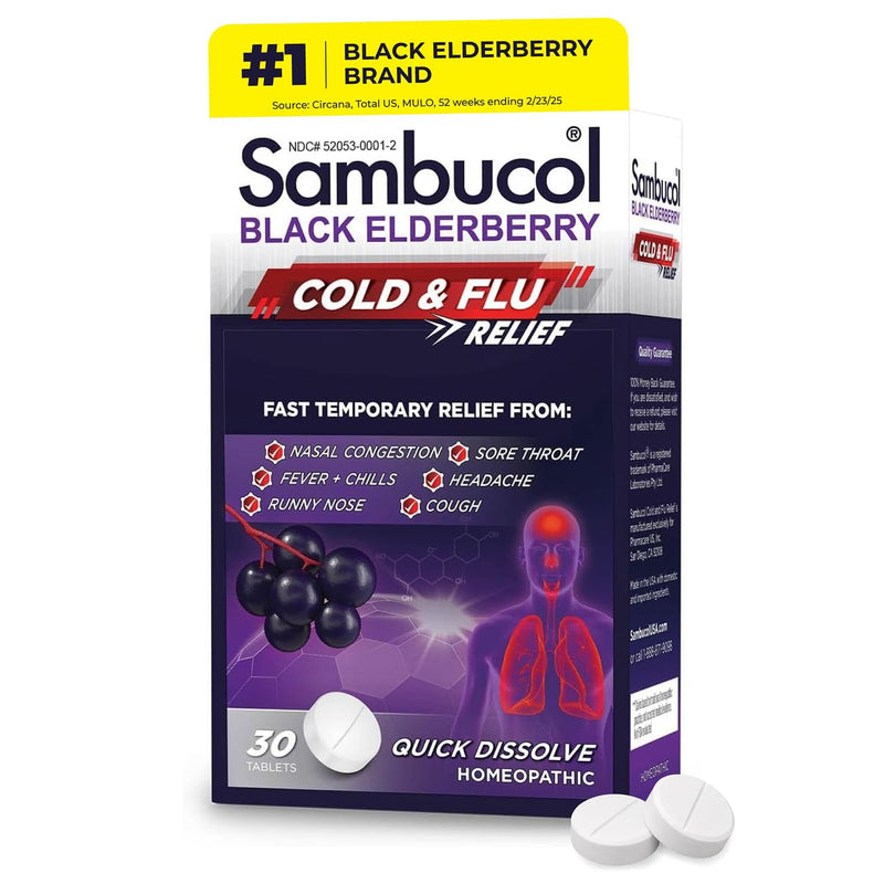 Sambucol Cold and Flu Relief Tablets - Quick-Dissolving - 30 Count 30 Count (Pack of 1)