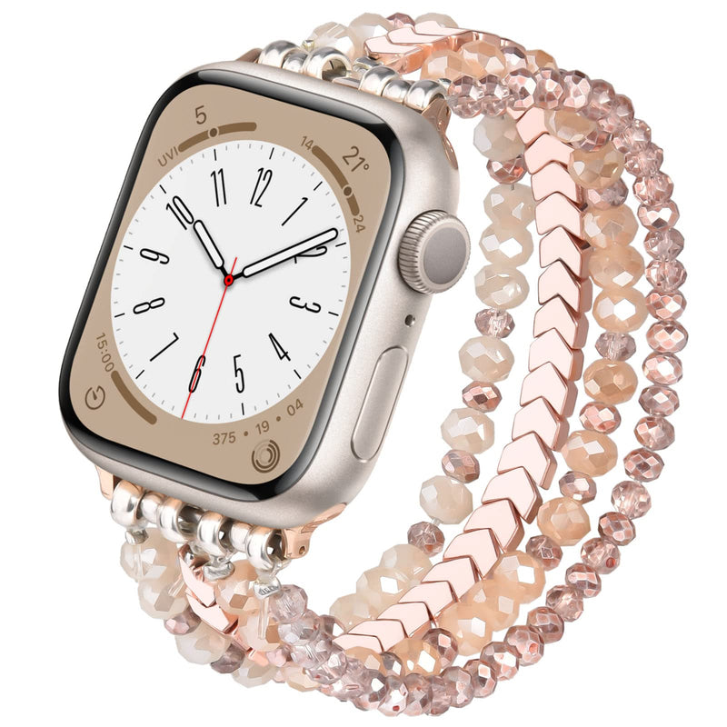 MOFREE Beaded Bracelet Compatible with Apple Watch Band 38Mm/40Mm/41Mm/42Mmï¼ÂSeries 10ï¼ 9/8/7/SE/6/5/4/3/2/1 Women Fashion Handmade