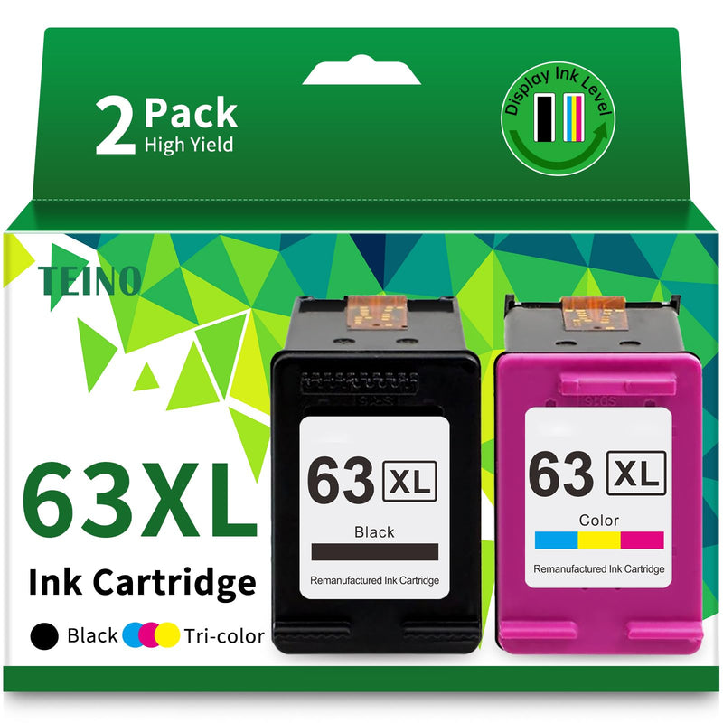 TEINO Remanufactured 63XL Ink Cartridge Replacement for HP Officejet 3830 4650 5255 5258 4655 4652 3833 Envy 4520 4512 Deskjet 1112 3630, Black,