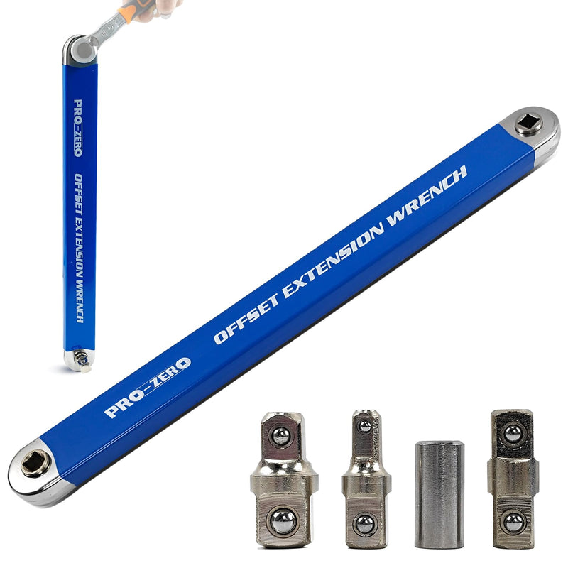 Impact Ready Offset Extension Wrench, Tight Reach Extension Wrench Set, with 1/2", 1/4" and 3/8" Square Drive Adapters, Universal Extensions