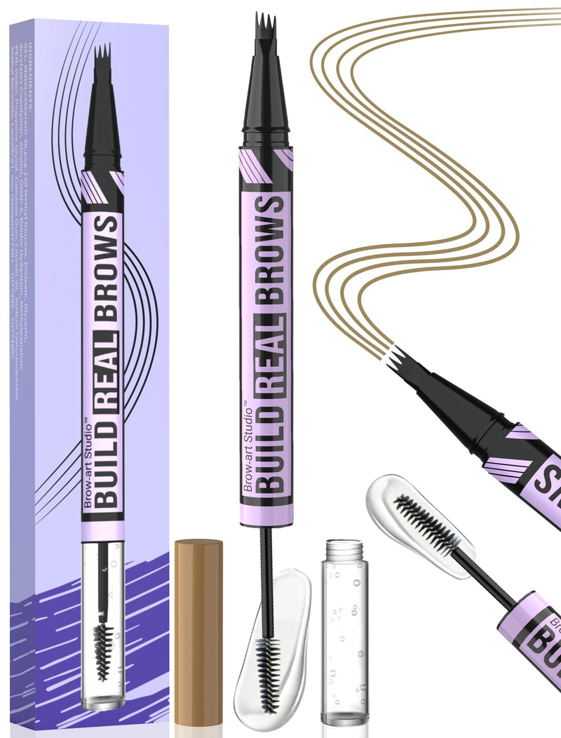 Imethod Eyebrow Pen and Eyebrow Gel - Eyebrow Pencils for Women with 4-Fork-Tip & Brow Gel Clear, Magical 2-In-1 Dual-Ended Brow Pen for