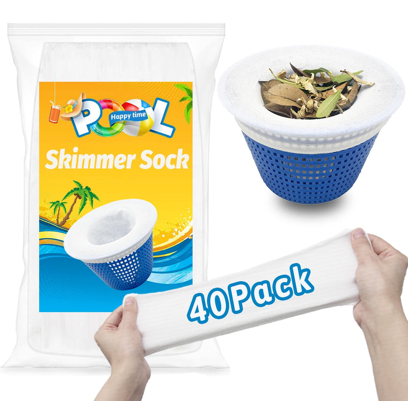 40-Pack Pool Skimmer Socks, Ultra Fine Mesh for Hair, Debris and Leaves 40 Pack