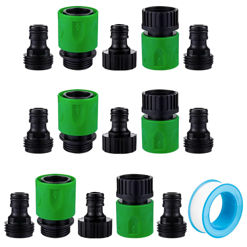 15 Pieces Plastic Garden Hose Quick Connectors- Water Hose Quick Connect Male and Female 3/4" US Thread Fitting Set for Garden Hoses, Sprinklers