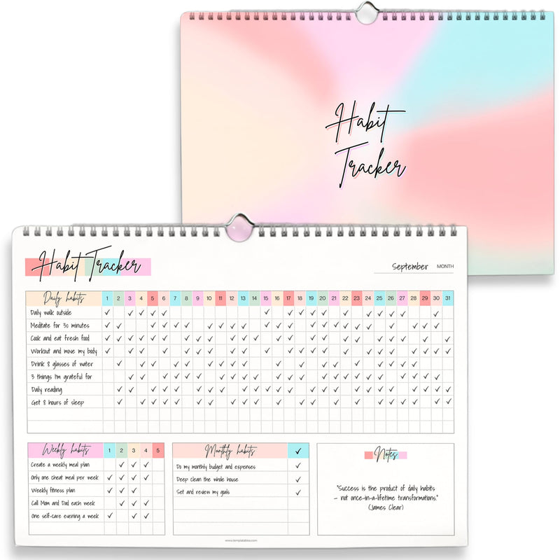 Habit Tracker Calendar â Daily, Weekly & Monthly Habit & Goal Tracker, Wire-Bound Planner with Colorful Design, Premium 250Gsm Paper | A5 Rainbow