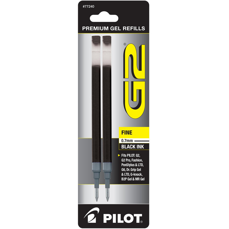 Pilot, G2 Gel Ink Refills, Fine Point 0.7 mm, G2 Pen Refills, Black, Pack of 2 Pack of 1