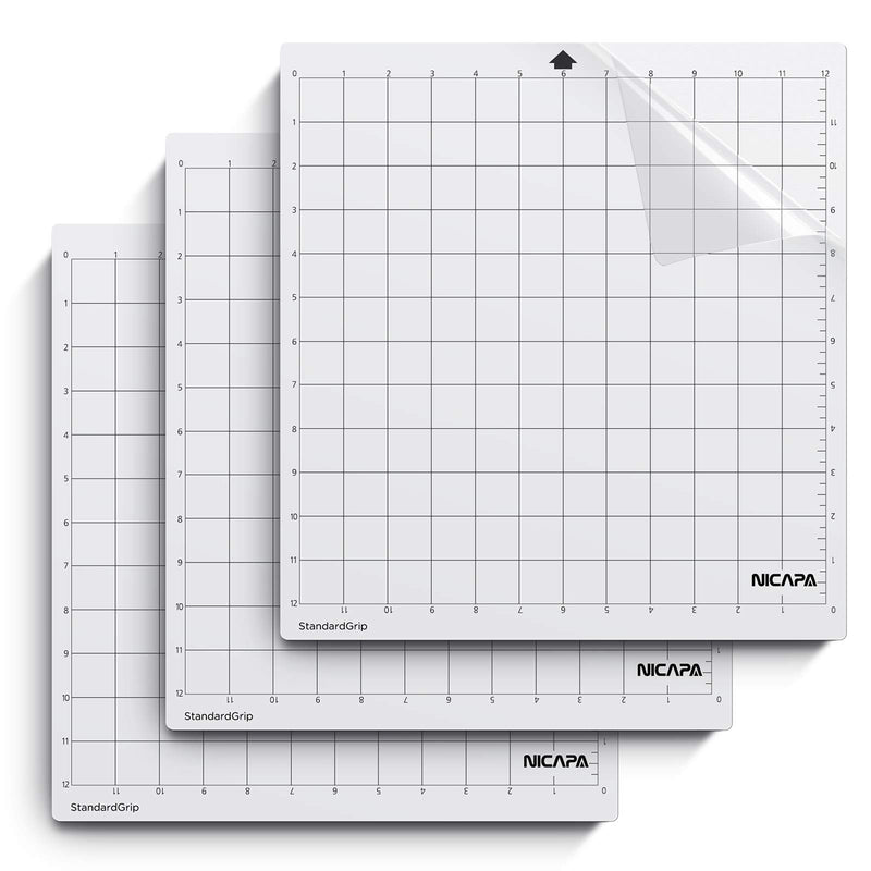 StandardGrip Cutting Mat for Silhouette Cameo 4/3/2/1 (12x12 inch,3 pack) Standard Adhesive Sticky Quilting Cut Pads Replacement Accessories for