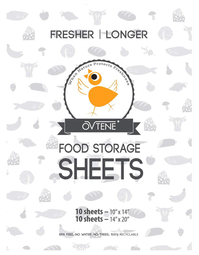 Food Storage Sheets for Cheese, Meat, and Produce - Keeps Food Fresher Longer (20 Sheets)