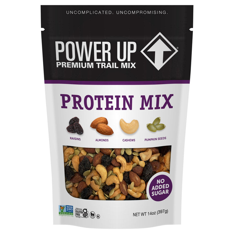 Power Up Premium Trail Mix - Protein Packed 14oz, No Added Sugar, Made Without Peanuts, Gluten Free, Vegan, Non-GMO Raisin 14 Ounce (Pack of 1)