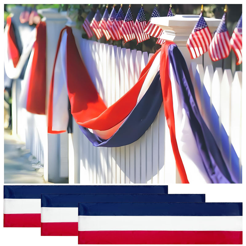 2x20 Ft Red White and Blue Banner Decorations 3 Pack,4th of July Banners for Outside,Bunting Flags for Independence Day,Labor Day,Veterans