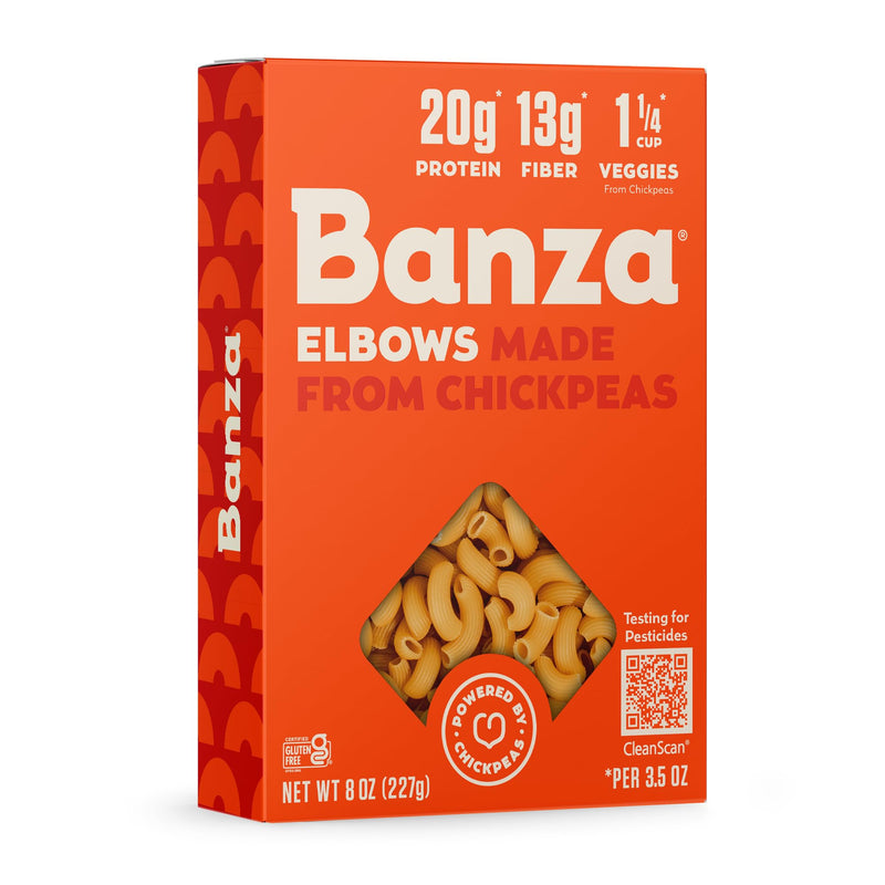 Banza Elbows Pasta from Chickpeas - Gluten Free, High Protein, and Lower Carb Protein Elbows Chickpea Pasta - 8oz 8 Ounce (Pack of 1)