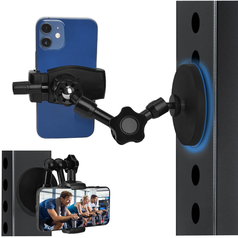 Gym Phone Mount Gym Magnetic Phone Holder with Magnet Base Attach to Metal Surface, Magnetic Phone Holder for Gym Boat Forklift Tractor